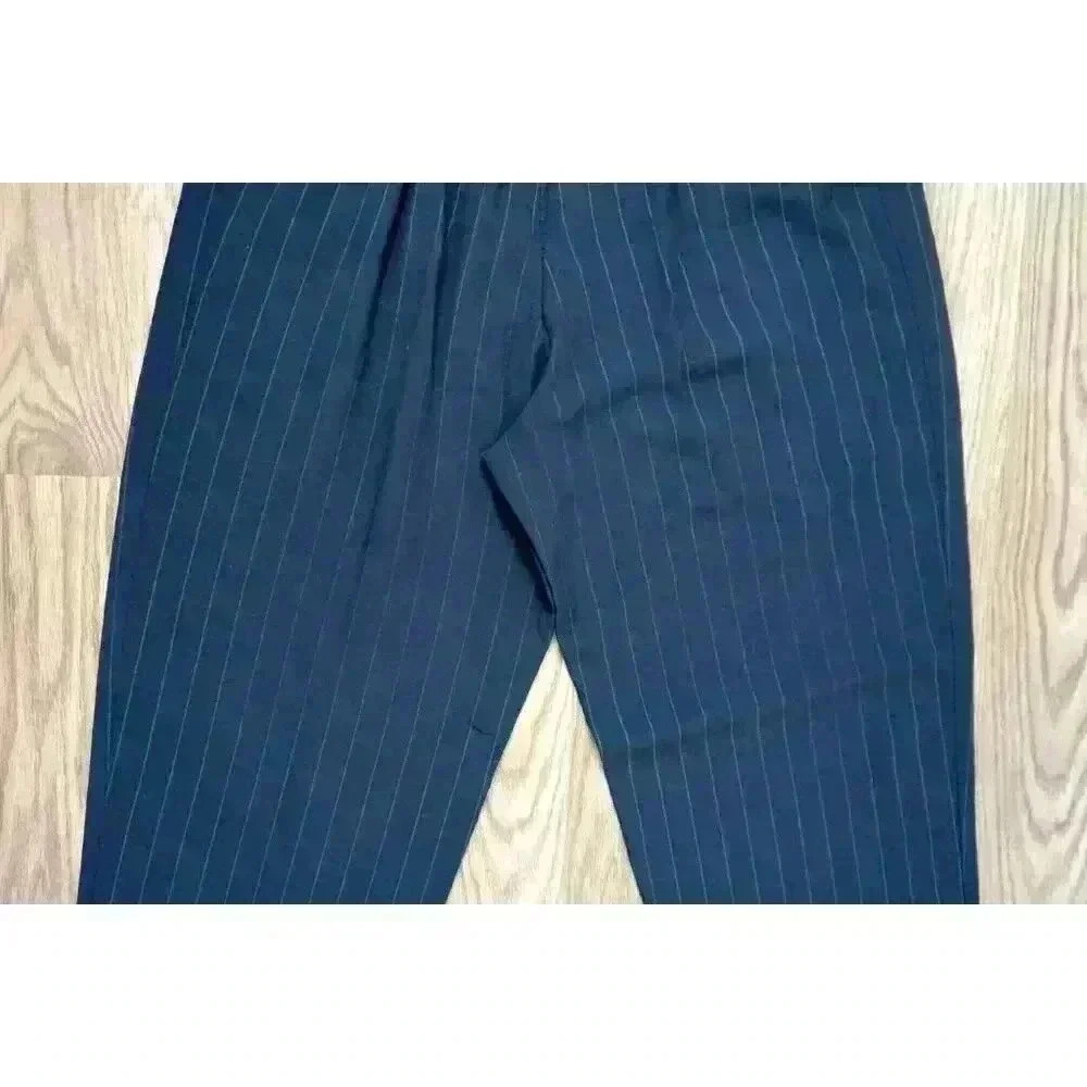 John Roberts Women's Blue Striped Pant Suit Pants Straight, Size 6 - Picture 8 of 12